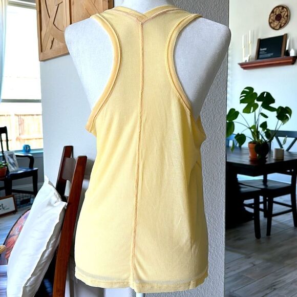 NWOT Free People Movement Tank Yellow Ribbed L Very Varsity Exercise Lounge - Picture 11 of 16